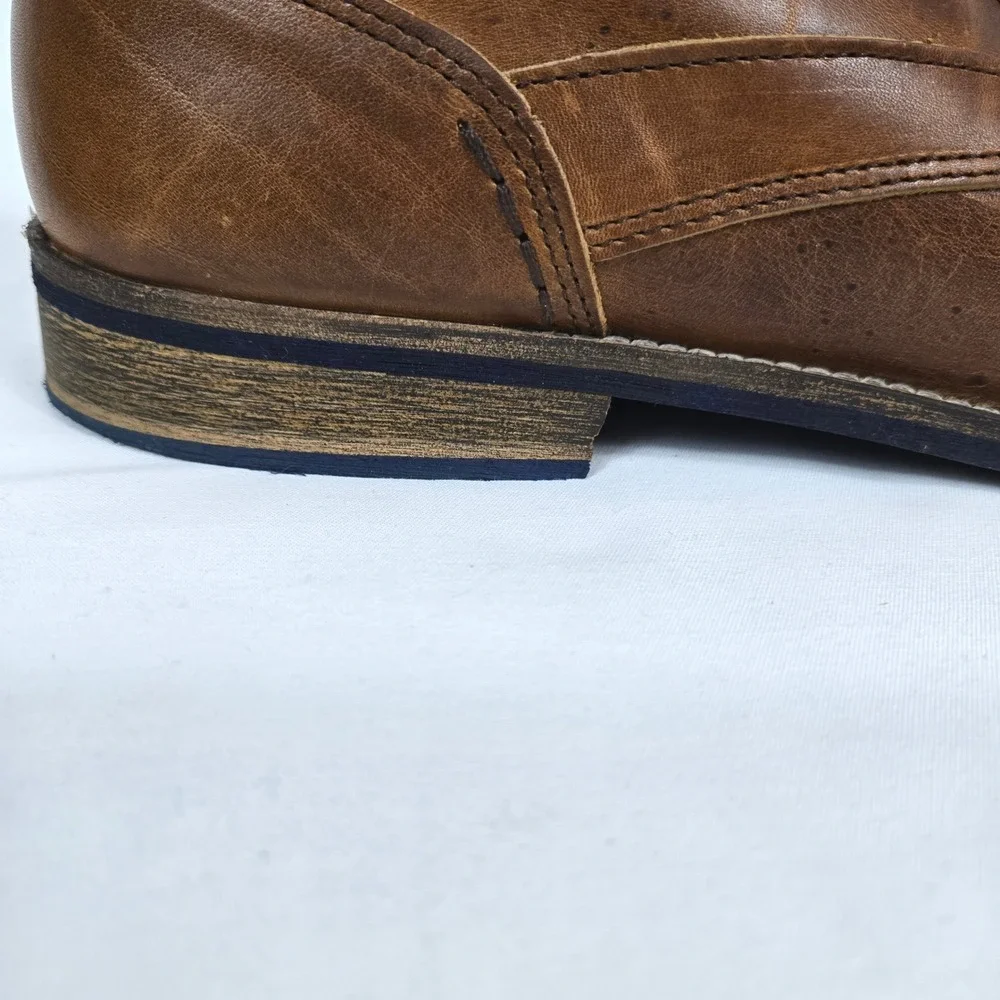 Bullboxer Mens Cognac Tan Tiquos Leather Burnished Finish Derby‎ Dress Shoes 12M